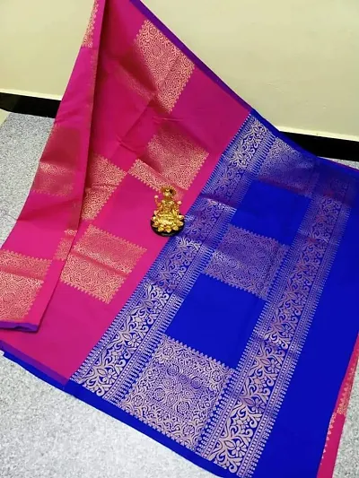 Soft Litchi Silk Zari Weaving Sarees With Blouse Piece
