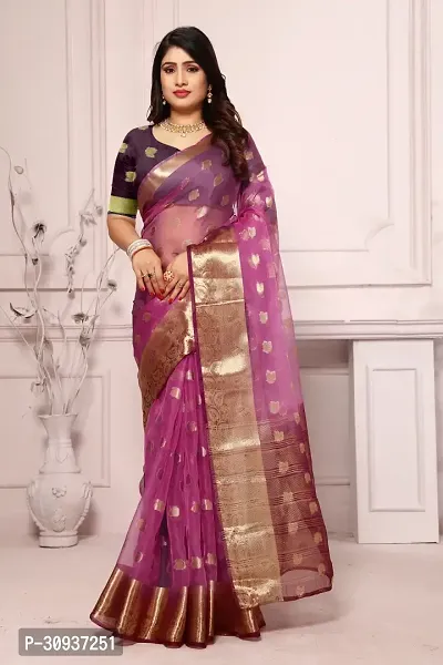 Stylish Purple Tissue Tie  Dye Saree with Blouse piece For Women