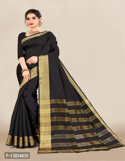 Trendy Art Silk Black Saree With Blouse Piece For Women