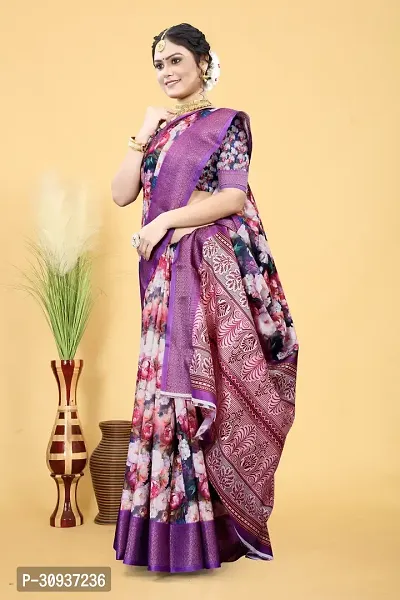 Stylish Purple Dola Silk Applique Saree with Blouse piece For Women-thumb0