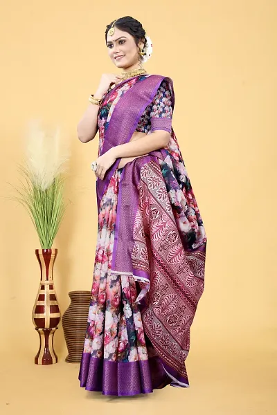 Attractive Art Silk Saree with Blouse piece 