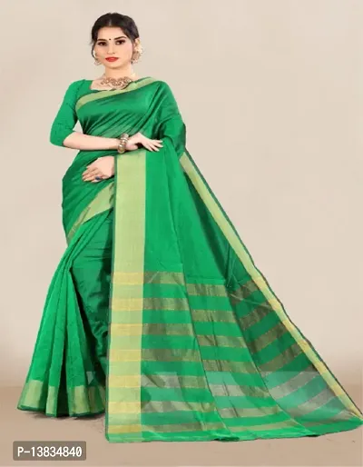 Trendy Art Silk Green Saree With Blouse Piece For Women