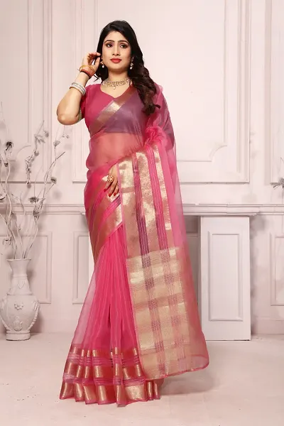 New In Organza Saree with Blouse piece 