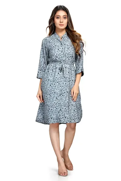 Classy Front Button Crepe Dress