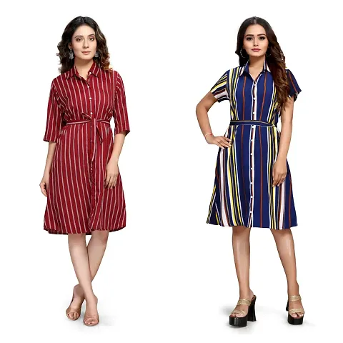 Printed Casual wear Crepe Dress Combo of 2