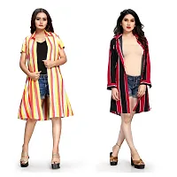 Elegant Crepe Knee Length Printed Shirt Style Dress For Women (Set Of 2 Pcs)-thumb1