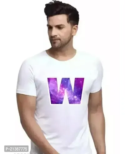 Stylish White Polyester Round Neck Tees For Men