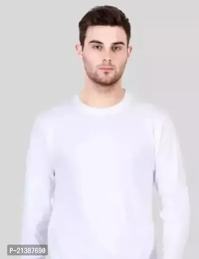 Stylish White Polyester Round Neck Tees For Men-thumb0