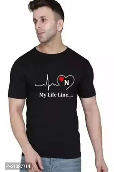 Stylish Black Polyester Round Neck Tees For Men