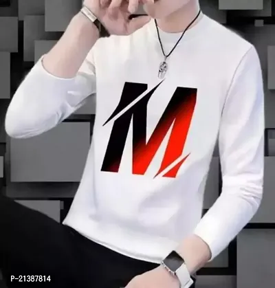 Stylish White Polyester Round Neck Tees For Men