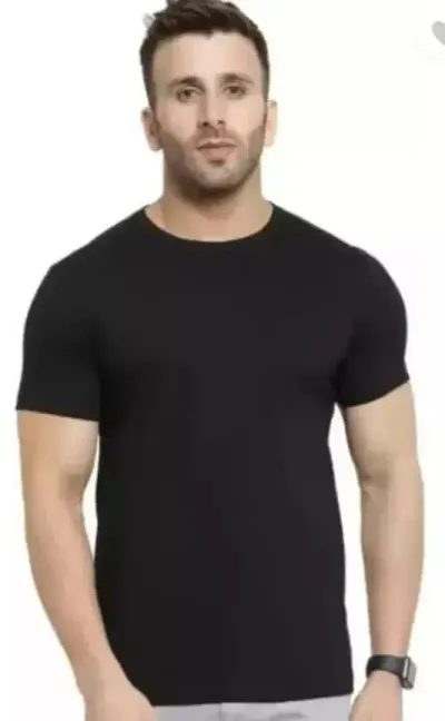 SYLQUE Men's Half Sleeves Plain Cotton T-Shirt