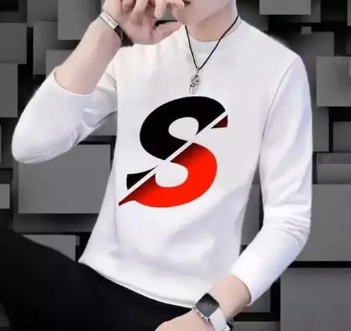 Stylish White Polyester Round Neck Tees For Men