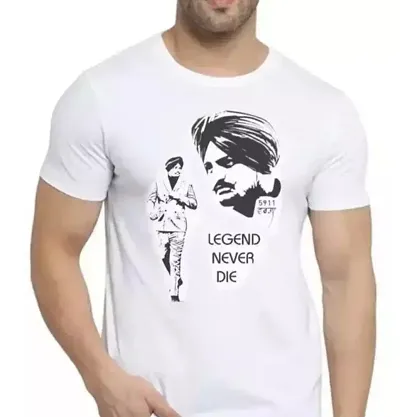 Trendy White Polyester Printed Round Neck T-Shirt For Men