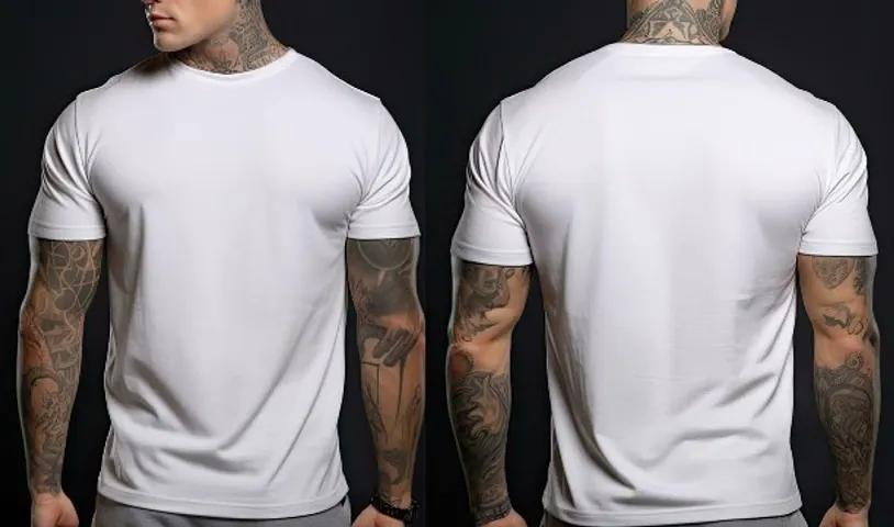 Stylish White Polyester Round Neck T-Shirt For Men