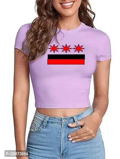Stylish Round Neck Printed crop top for Girls and Women-thumb0