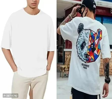 Men'S Oversized Printed Round Neck Polyester T-Shirt