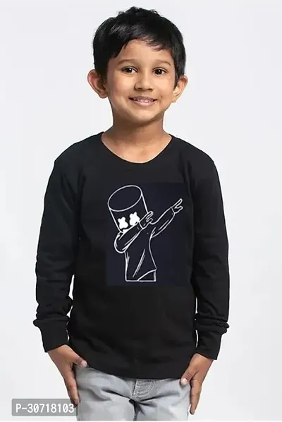 Kids/Boys Casual Full Sleeve Round Neck T-shirt Black-thumb0