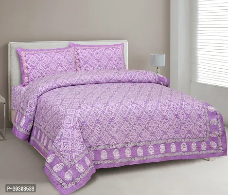 Comfortable Cotton Jaipuri Printed King Bedsheet with Two Pillow Covers