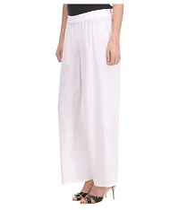 White Solid Rayon Palazzo For Women's-thumb2