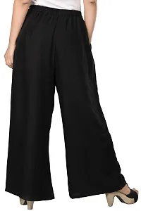 Black Solid Rayon Palazzo For Women's-thumb1