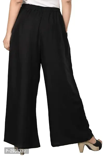 Black Solid Rayon Palazzo For Women's-thumb2