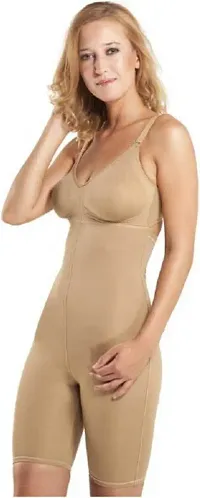 Women's Solid Cotton Full Body Beige Shapewear-thumb1