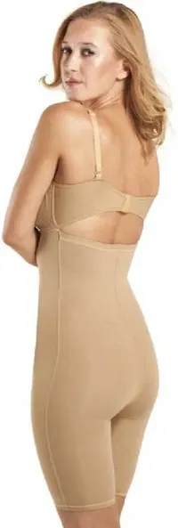 Women's Solid Cotton Full Body Beige Shapewear-thumb2