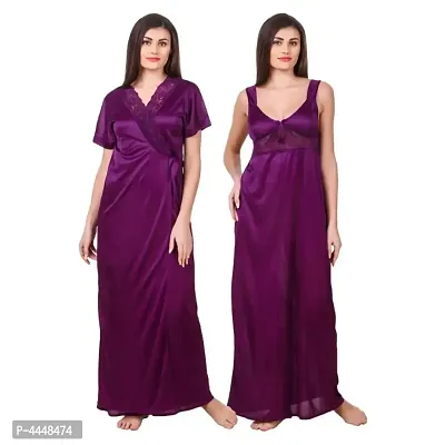 Women 2-IN-1 Nighty with Robe  (Purple)