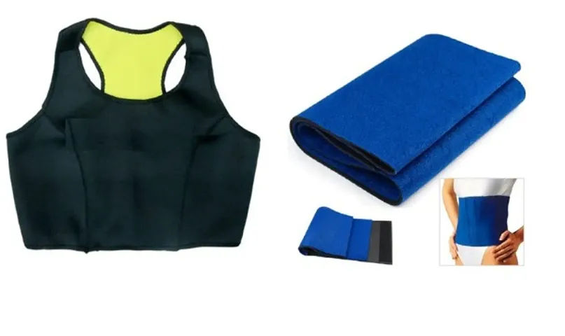 Trendy Hot sweat bra and Pant with slimming blue belt