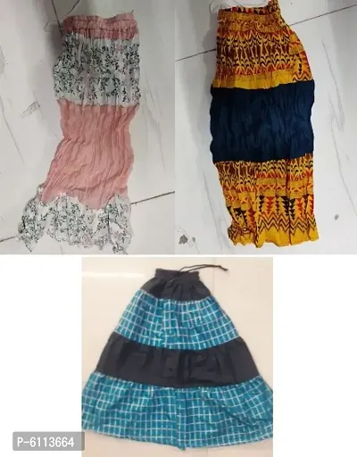 Womens Assorted Ethnic Cotton Skirt 20 Inch- set of 3 Skirts-thumb0