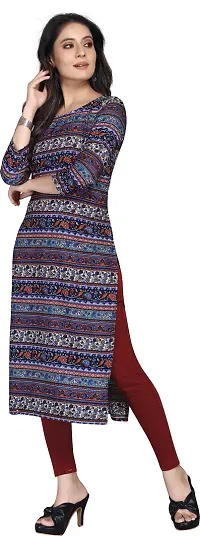 TRAMBAKUNDI Womens Printed Crepe 3/4 Sleeve Calf Length Lightweight and Comfortable Kurta (K117)-thumb4