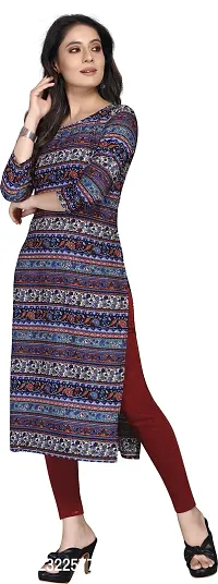 TRAMBAKUNDI Womens Printed Crepe 3/4 Sleeve Calf Length Lightweight and Comfortable Kurta (K117)-thumb5