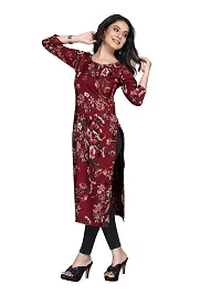 TRAMBAKUNDI Womens Printed Crepe 3/4 Sleeve Calf Length Lightweight and Comfortable Kurta (K117)-thumb2