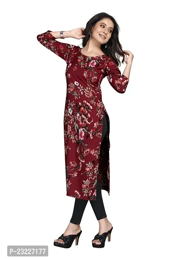 TRAMBAKUNDI Womens Printed Crepe 3/4 Sleeve Calf Length Lightweight and Comfortable Kurta (K117)-thumb3