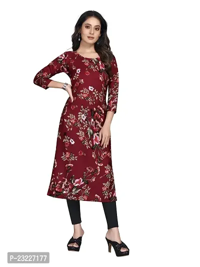 TRAMBAKUNDI Womens Printed Crepe 3/4 Sleeve Calf Length Lightweight and Comfortable Kurta (K117)-thumb0