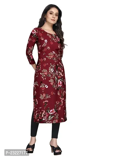 TRAMBAKUNDI Womens Printed Crepe 3/4 Sleeve Calf Length Lightweight and Comfortable Kurta (K117)-thumb2