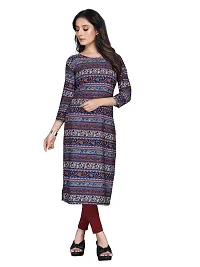 TRAMBAKUNDI Womens Printed Crepe 3/4 Sleeve Calf Length Lightweight and Comfortable Kurta (K117)-thumb3