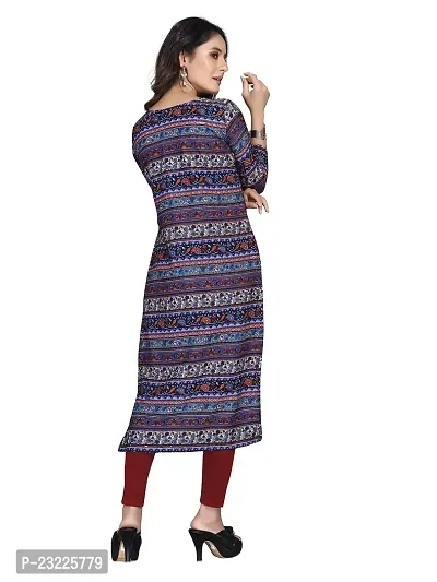 TRAMBAKUNDI Womens Printed Crepe 3/4 Sleeve Calf Length Lightweight and Comfortable Kurta (K117)-thumb2