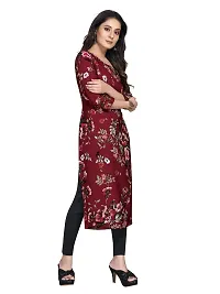 TRAMBAKUNDI Womens Printed Crepe 3/4 Sleeve Calf Length Lightweight and Comfortable Kurta (K117_Maroon -Small)-thumb3