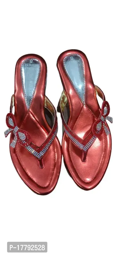 Elegant Maroon PVC Solid Sandals For Women-thumb0