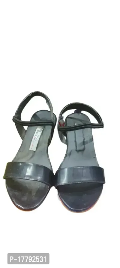 Elegant Black PVC Solid Sandals For Women