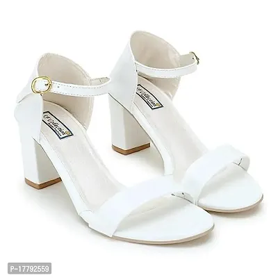 Elegant Off White Rexine Solid Sandals For Women
