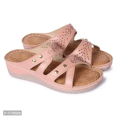 Elegant Pink PVC Solid Sandals For Women