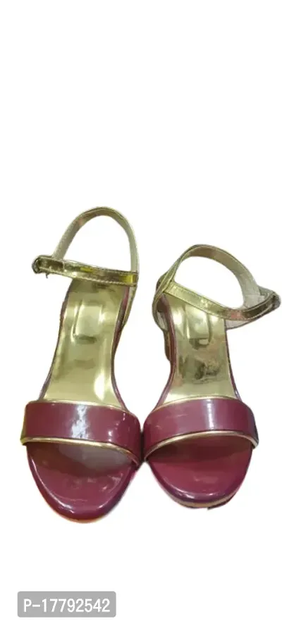 Elegant Maroon PU Solid Sandals For Women-thumb0