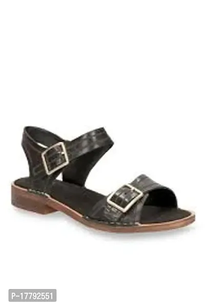 Elegant Black PVC Solid Sandals For Women-thumb0