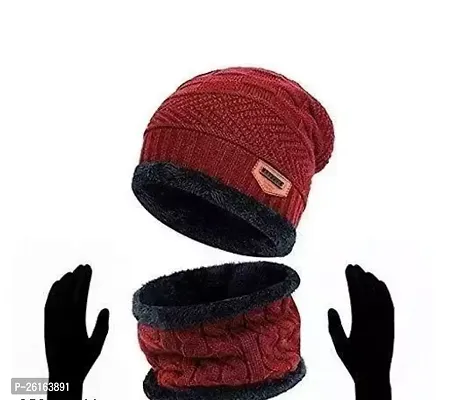 Fancy Men Black Cotton Beanie Cap