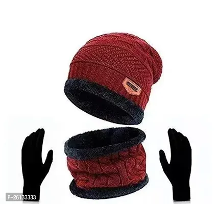 Fancy Men Black Cotton Beanie Cap (Pack-1)-thumb0