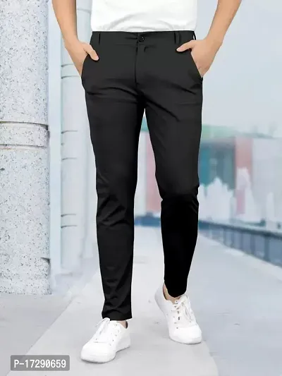 Stylish Black Cotton Blend Chinos  For Men-thumb0