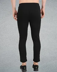 Stylish Black Cotton Blend Solid Regular Track Pants For Men-thumb1