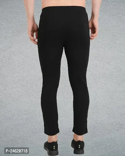 Stylish Black Cotton Blend Solid Regular Track Pants For Men-thumb2